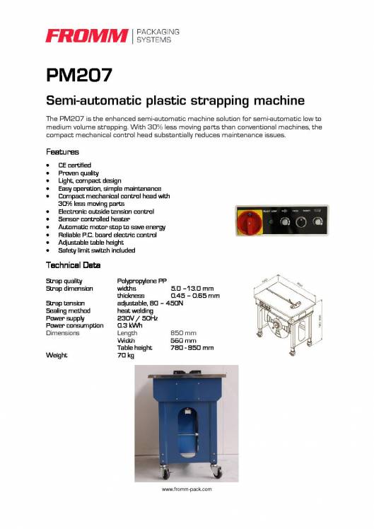 FROMM PM 207. Semi automatic strapping machine. 2