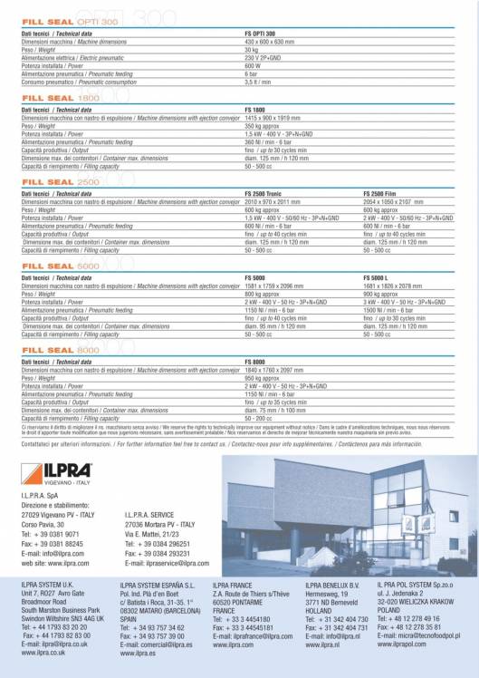 Catálogo FS 8000. Llenadoras selladoras 3