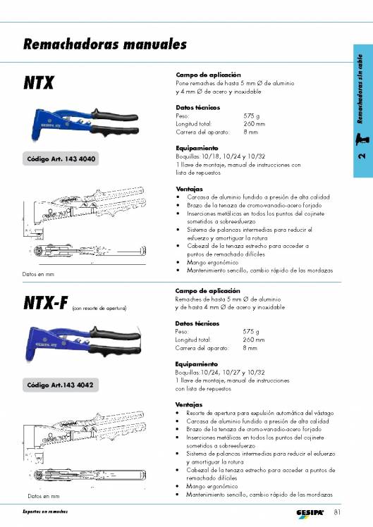 GESIPA. Remachadoras manuales 2