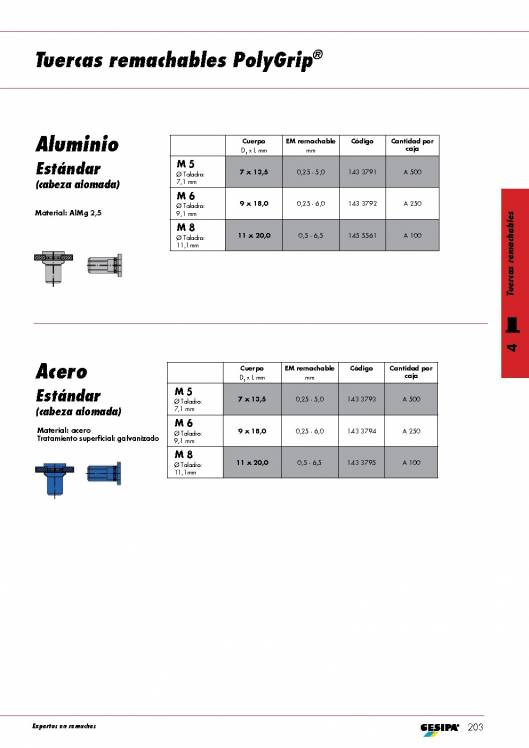 GESIPA. Tuercas remachables. 14