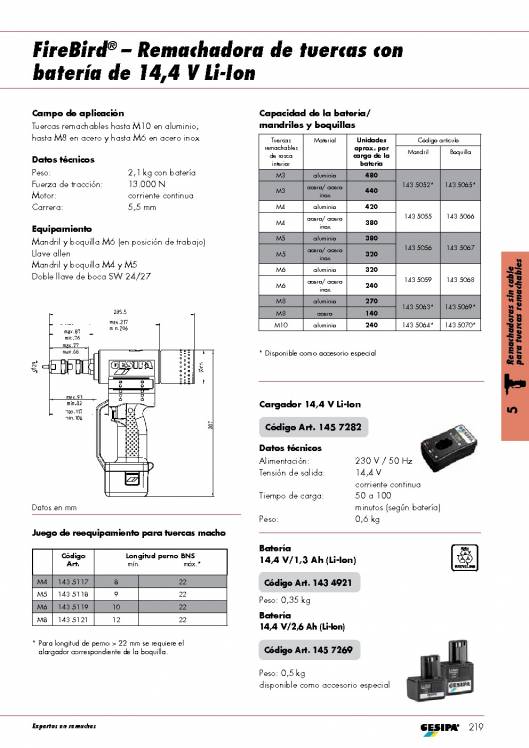 GESIPA. Remachadoras para tuercas remachables 10