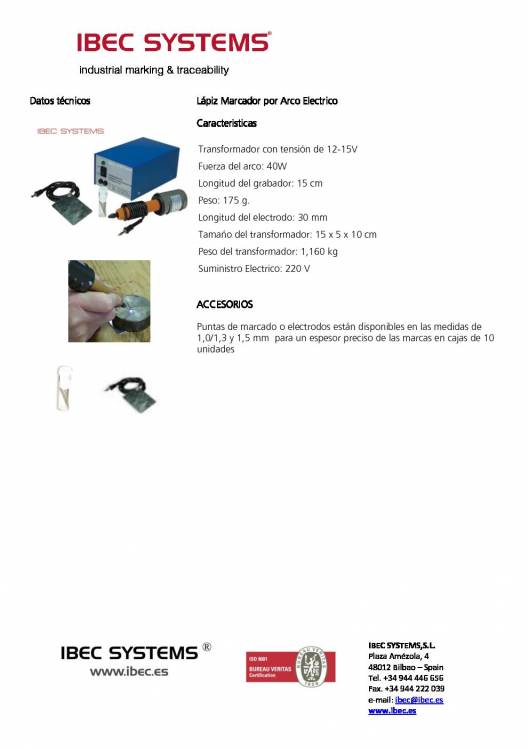 IBEC SYSTEMS. Marcador por arco eléctrico 2
