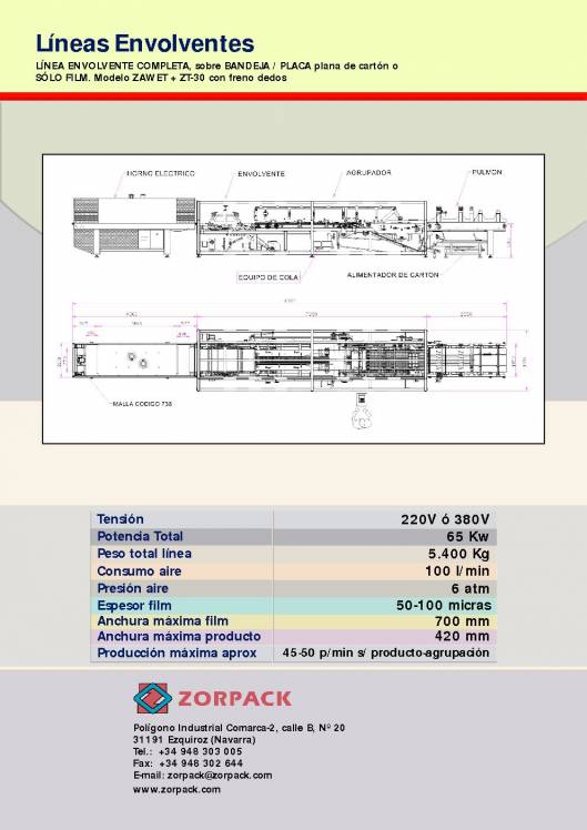 Línea Envolvente bandeja, placa, sólo film (45-50 p/min) 2