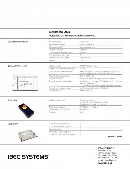 Markmate USB. Marcadora de micro-punción de sobremesa controlada desde PC. 2