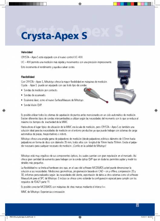 MITUTOYO Crysta Apex S. Máquina de medición por coordenadas 3