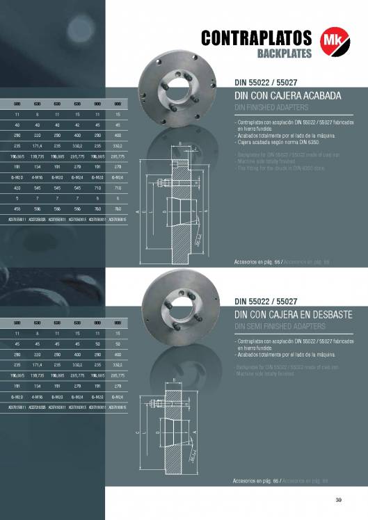 Catálogo MK. Platos de torno 39