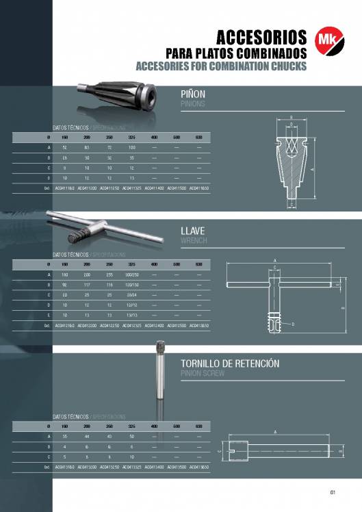 Catálogo MK. Platos de torno 61
