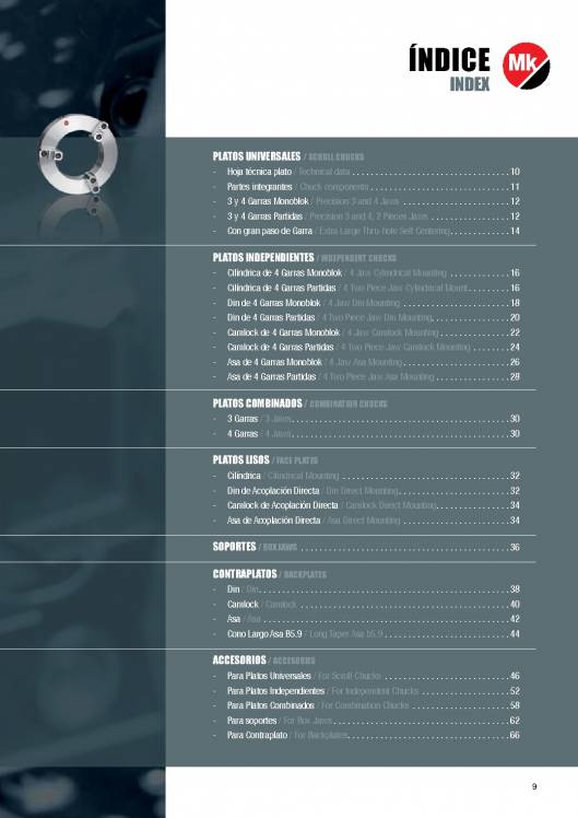 Catálogo MK. Platos de torno 9