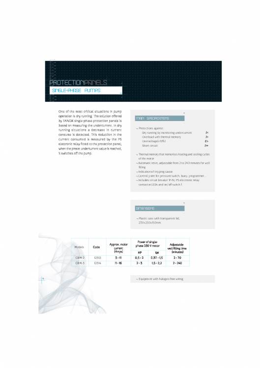 Protection and control panels for submergible pumps FANOX 6