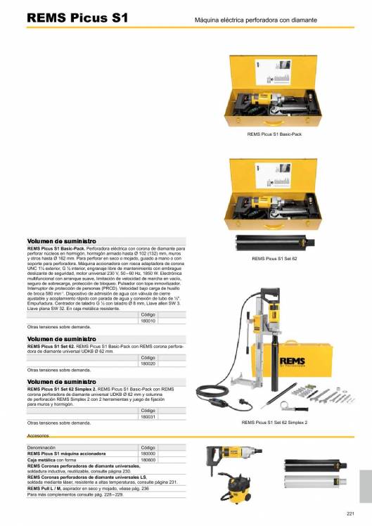 REMS PICUS S1. Máquina eléctrica perforadora con diamante 2