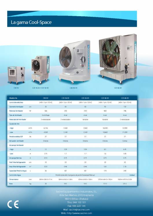 SACINE. Enfriadores evaporativos portátiles 4