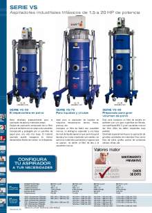 SERIE CR. Aspirador industrial equipado con contenedor reforzado independiente sistema de vaciado basculante.