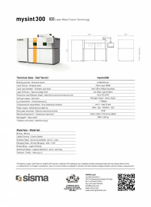SISMA LASER. MY SINT 300. Impresora 3D mediante la fusión de metales por láser 4