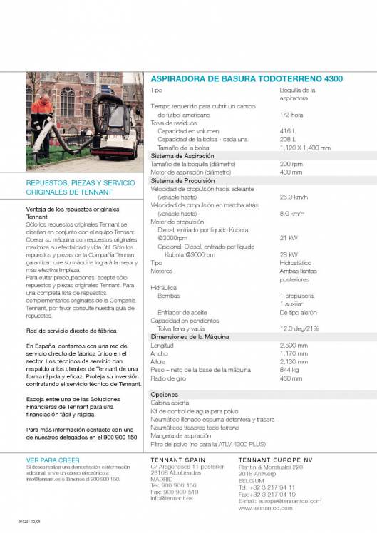 TENNANT ATLV 4300 Aspiradora de basura todo terreno 3