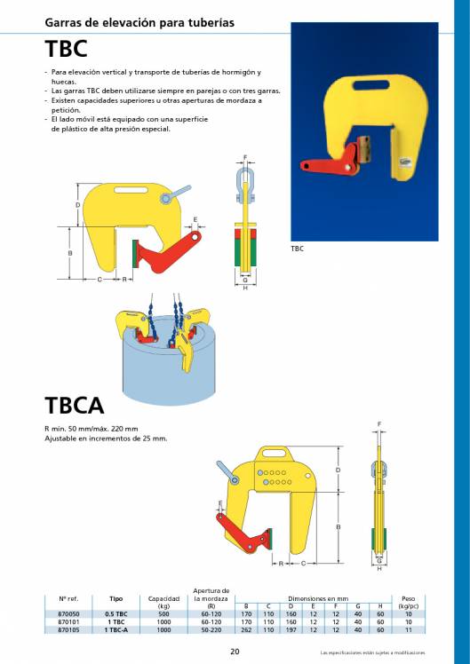 TERRIER. Garras de elevación. 20