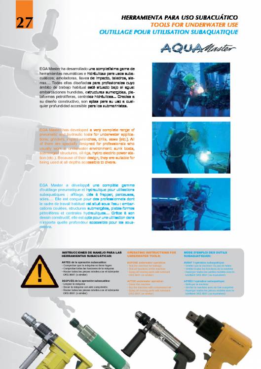 Herramientas para uso subacuático de EGA MASTER. 2