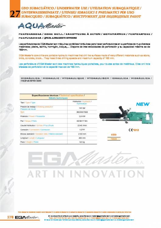 Herramientas para uso subacuático de EGA MASTER. 12