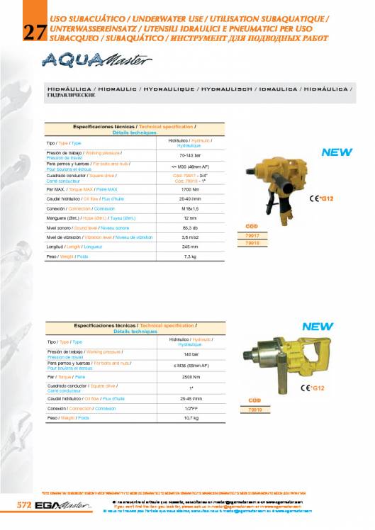 Herramientas para uso subacuático de EGA MASTER. 6