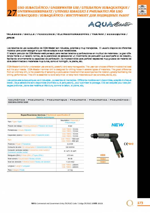 Herramientas para uso subacuático de EGA MASTER. 7