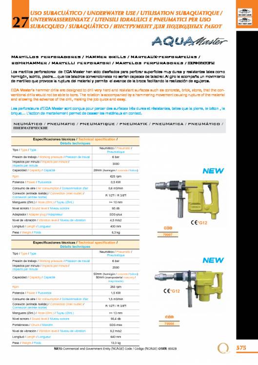 Herramientas para uso subacuático de EGA MASTER. 9