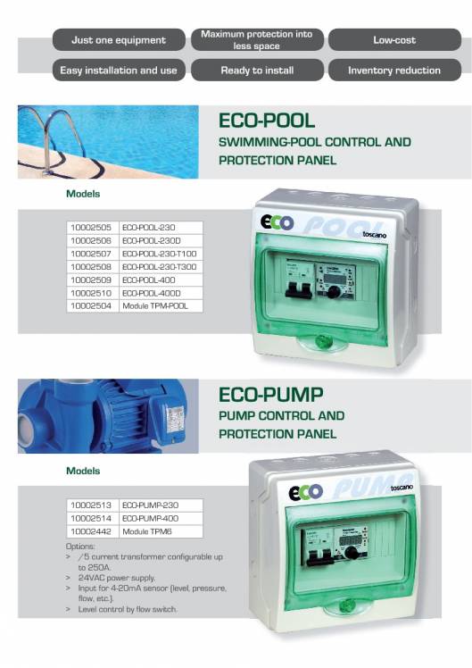 TOSCANO Eco.  Pump controllers and swimming-pools 2015. 5