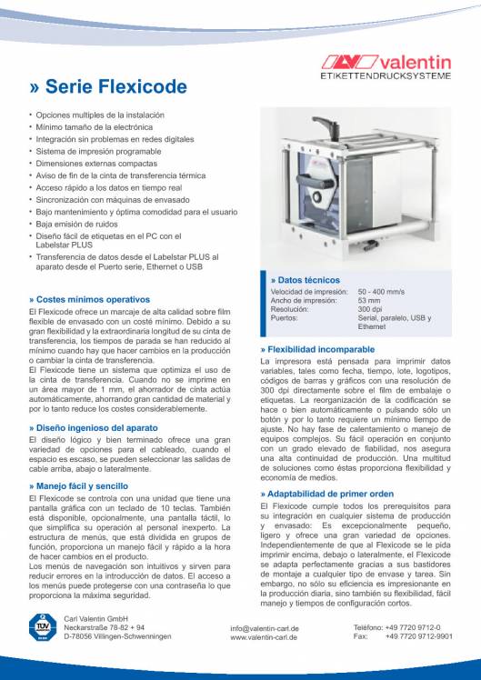 VALENTIN Flexicode. Módulo de impresión directa 2